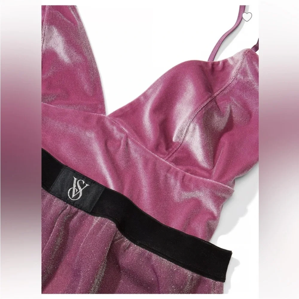 Metallic Mauve Bralette & Wide-Leg Pant Set - Women Intimates